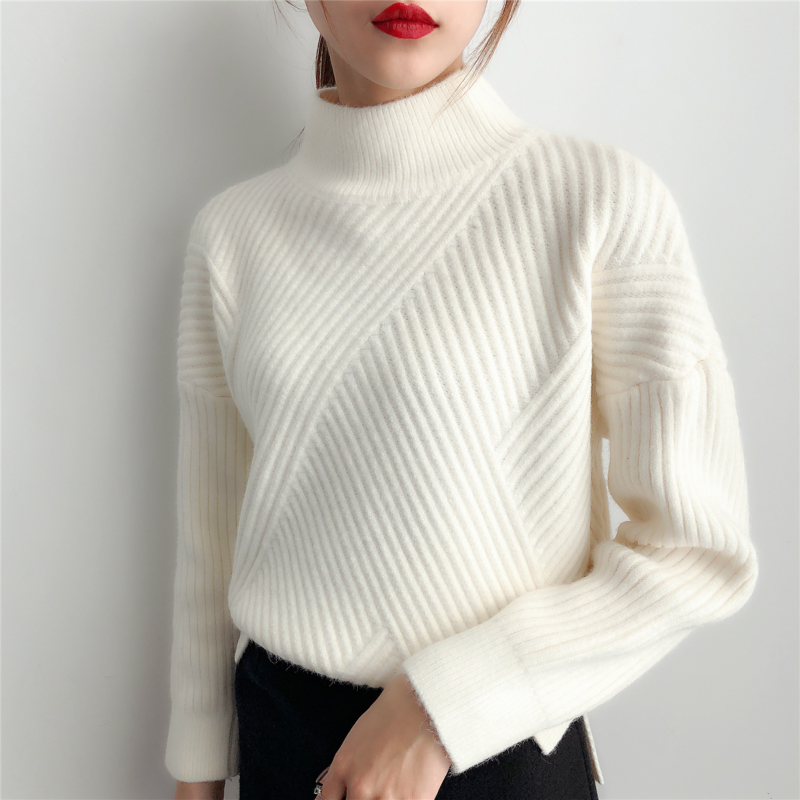 여성용 겨울 캐주얼 터틀넥 스웨터, 2020 년 가을 두꺼운 느슨한 긴 소매 여성 스트리트웨어 풀오버 패션 니트 스웨터